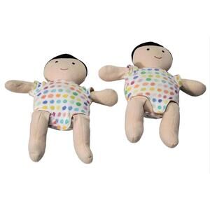 2 Lovevery 8” Organic Cotton BabyDoll Plush Black Hair Tan Skin Montessori Play